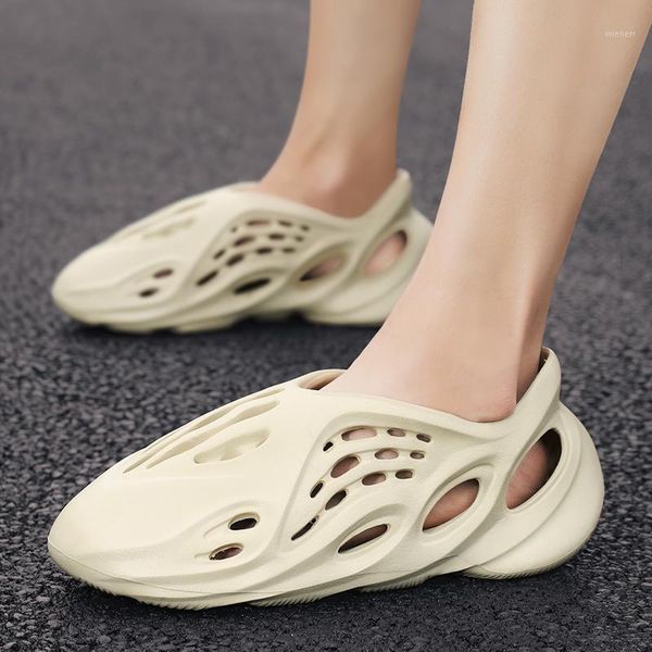 

kanye 2020 new fashion eva kanyefemale foam runner summer men's non-slip casual beach slippers male sandals hole garden shoes1 ysj, Black