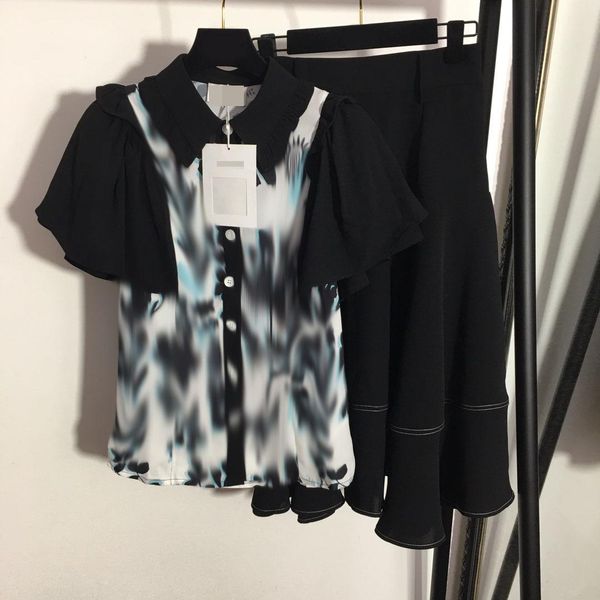 

222 2022 spring summer brand same style two piece short dress striped regular empire lapel neck pullover long sleeve fashion casual meiyi, White