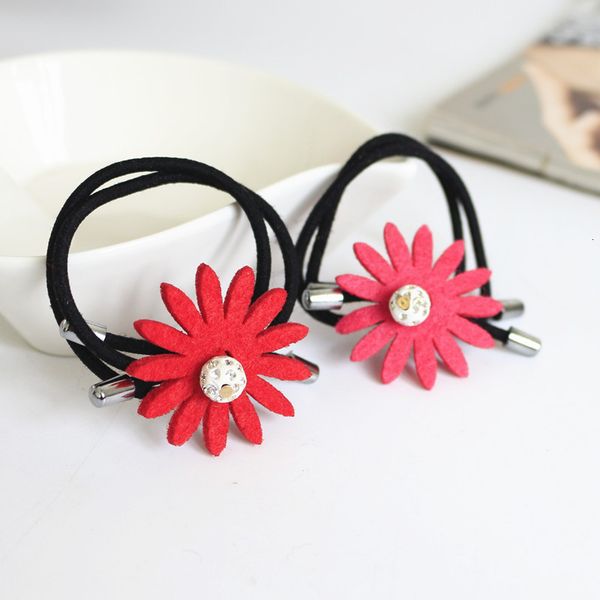 

version inlaid with diamond beautiful sunflower headband simple double line rubber band hairband yiwu commodity, Black