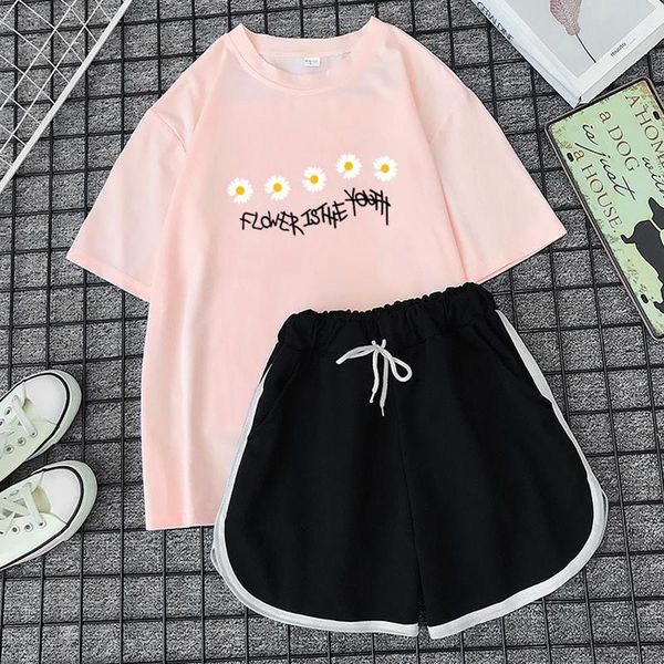 

2 piece set shirts womens tracksuits and shorts sets short sleeve summer fashion elegant casual flower tracksuit suit outfits, Gray