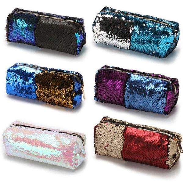 

wallets 1 pc women sequin wallet zipper makeup cosmetic pencil hand bag brand multifunction long coin purse girl pochromism pouch, Red;black