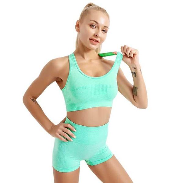 

yoga outfit women seamless set workout shorts suit sport pants bra gym clothing crop high waist running leggings sports