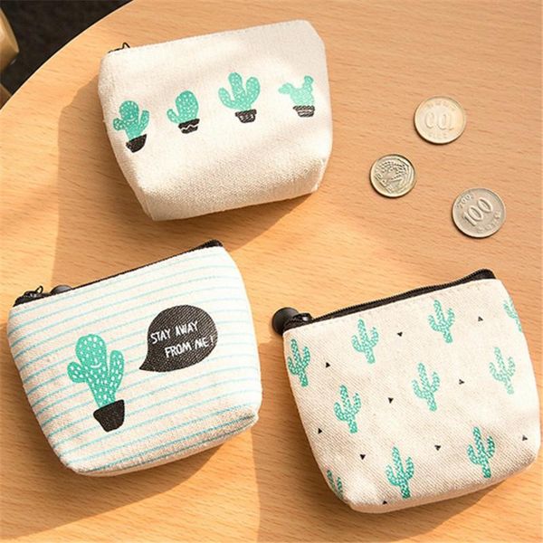 

storage bags 1pc small cute kids bag coin wallet women money pouch cactus change key holder canvas ic896491