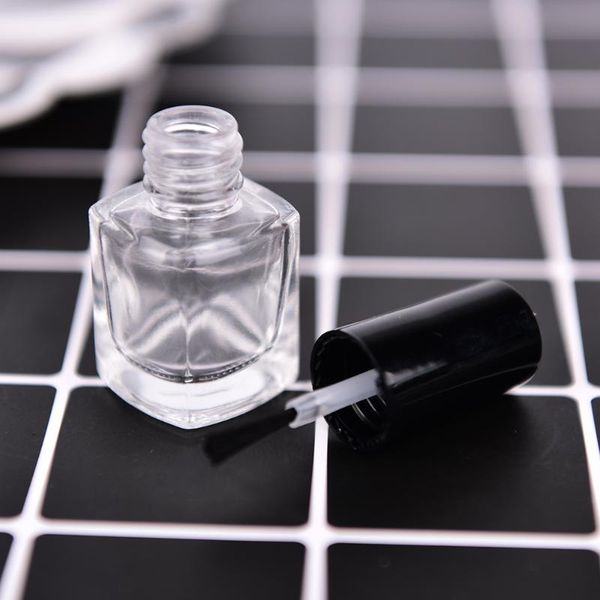 

1pc 5ml transparent simple style empty cosmetic square nail oil glass polish bottle with a lid brush storage bottles & jars
