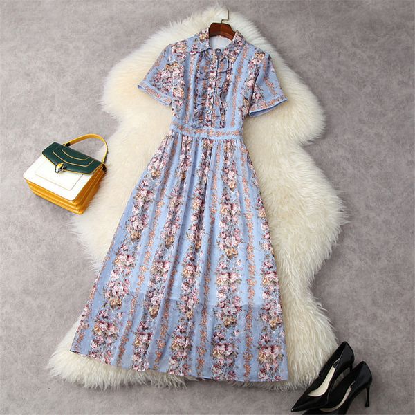 

two piece dress elegant vintage designers summer printed frilly midi holiday chiffon dress casual fashion party aline dresses 3gzz, White