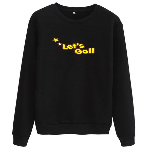 

let's go hoodie sudaderas sweatshirt pullover women mujer woman femme harajuku anime kawaii winter oversize women's hoodies & s s, Black