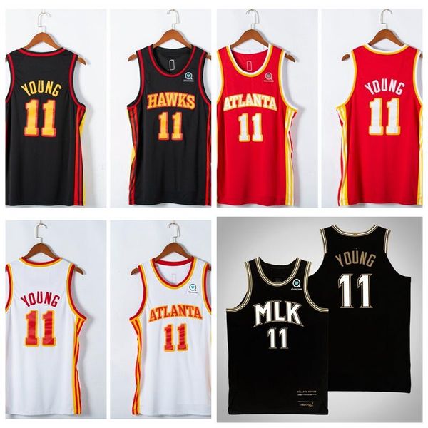 

2021 new men trae 11 young atlanta hawks basketball jersey have patch, Black;red