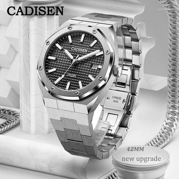 

design original brand 42mm men watches mechanical automatic nh35a black watch 100m waterproof date reloj hombre wristwatches, Slivery;brown