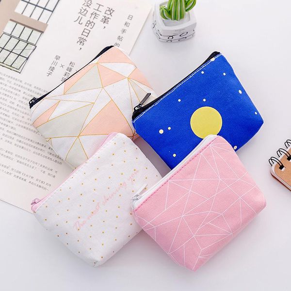 

purse yesello girls cute fashion print snacks coin wallet bag change pouch key holder children canvas wallets, White