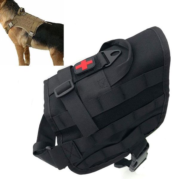 

military army dog vest tactical service harness nylon molle training combat swat hunting clothes jacket jackets, Camo;black