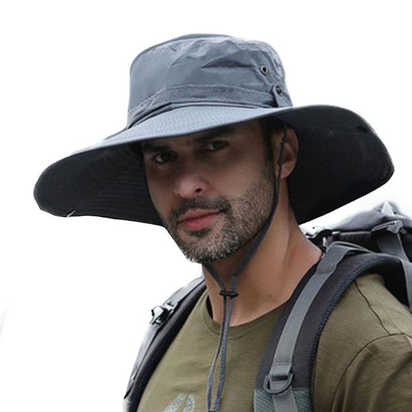 

wide brim hats h58e men fisherman hat fishing safari extra mesh liner foldable portable packable sun travel, Blue;gray