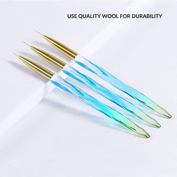 

3pcs manicure drawing tool nail art french lines stripe flower painting brush colorful handle acrylic uv gel extension pen1, Yellow