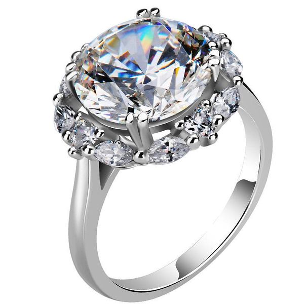 

fashion luxury 5 s zircon diamonds gemstones rings for women white gold silver color bague jewelry bijoux wedding gifts cluster, Golden;silver