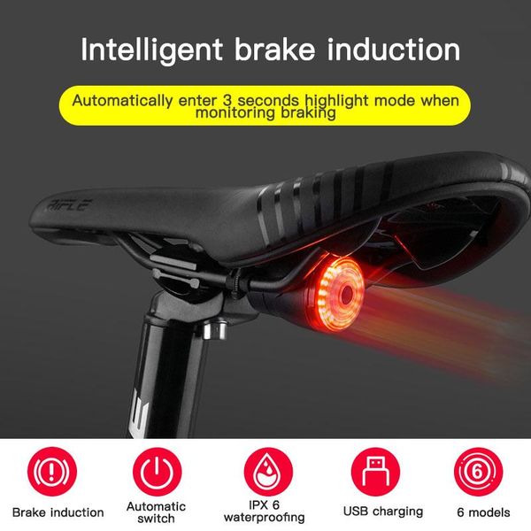 

smart bicycletail lamp waterproof ipx6 general bicicleta rear light braking sensinglight bike accessories lights