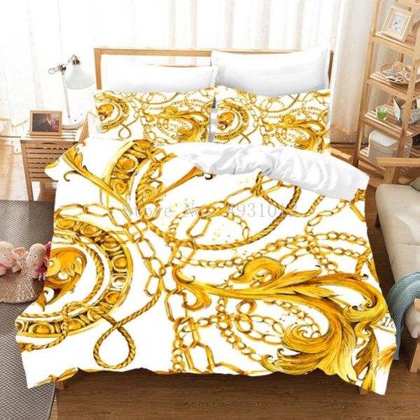 

bedding sets baroque art gorgeous golden set luxury home decor bed linen 2/3 piece with pillowcase single double full  size