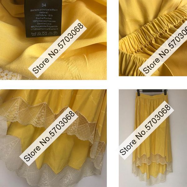 

skirts [elfstyle] ladies high waist jacquard midi skirt with lace patchwork & elastic detail, Black