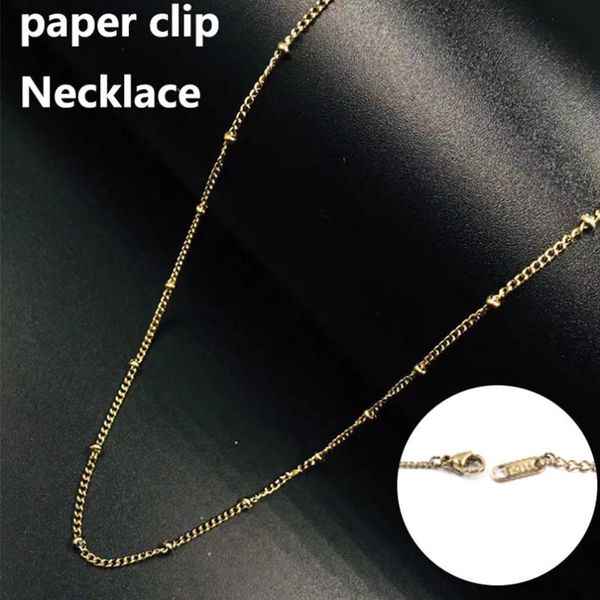 

minimal stainless steel paper clip necklace ins web celebrity classic round bead accessory collars neck chain party accessories pendant neck, Silver