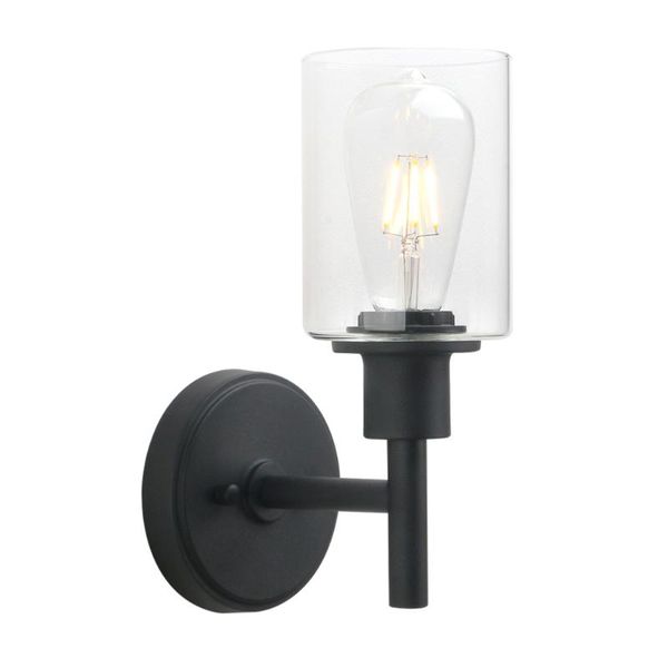 

wall lamp permo black sconce light 1-light matte bathroom vanity fixture with 3.94 inches glass shade