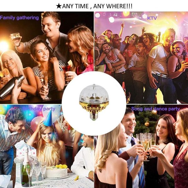 

spotlights 6w led crystal magic ball rgb mini stage light bulb rotating disco party dj christmas effect projector lights e27