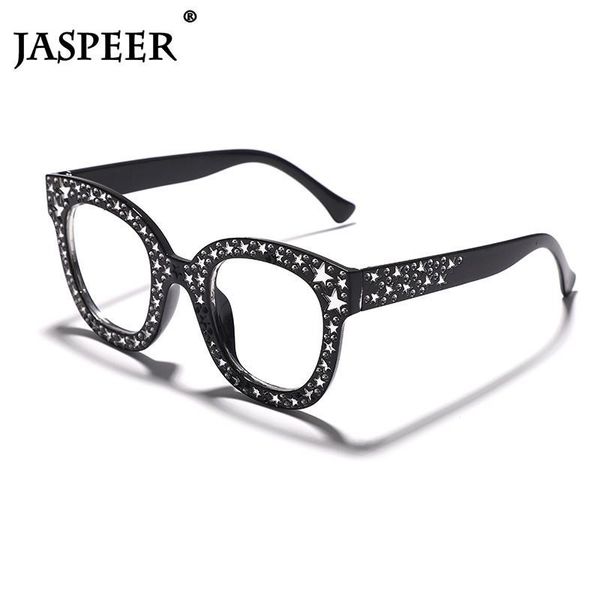

oversized glasses frames women shiny star square eye females eyeglasses optical eyewear fashion sunglasses, Black
