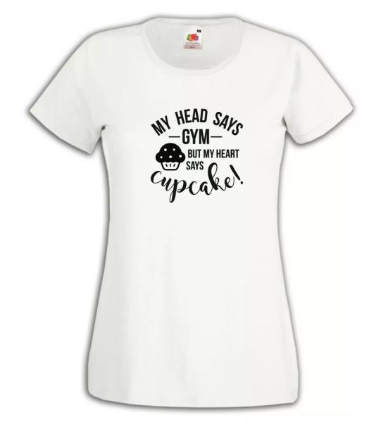 

t-shirt shirt women j3768 phrase funny cupcake or gym funny, White;black