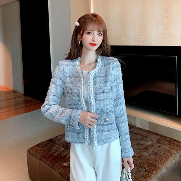 

women's jackets celebrity tweed coats women 2021 autumn winter female outerwear blue office ladies business, Black;brown
