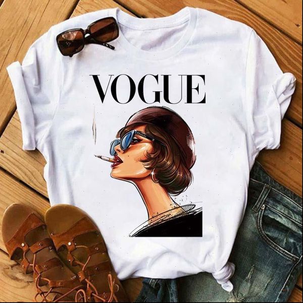 

fashion graphic print harajuku vogue womens t shirts feamle casual short sleeves tees clothing, White