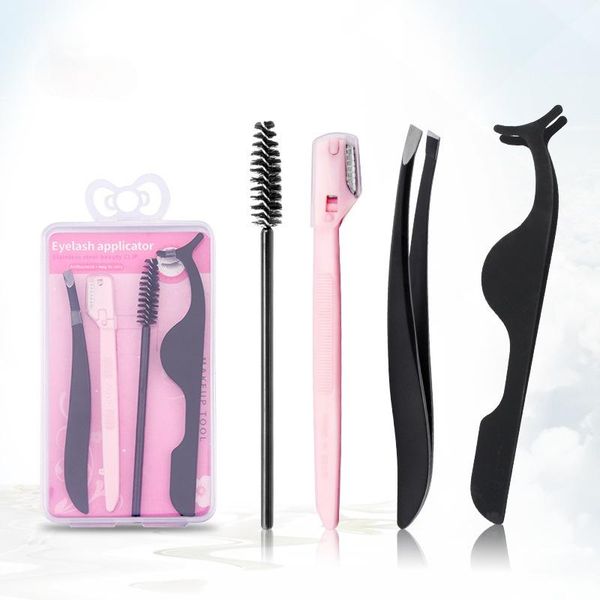 

stainless steel beauty tools 4 pieces eyelash tweezers eyebrow trimming set refined paint process easy to shake hands nail art kits