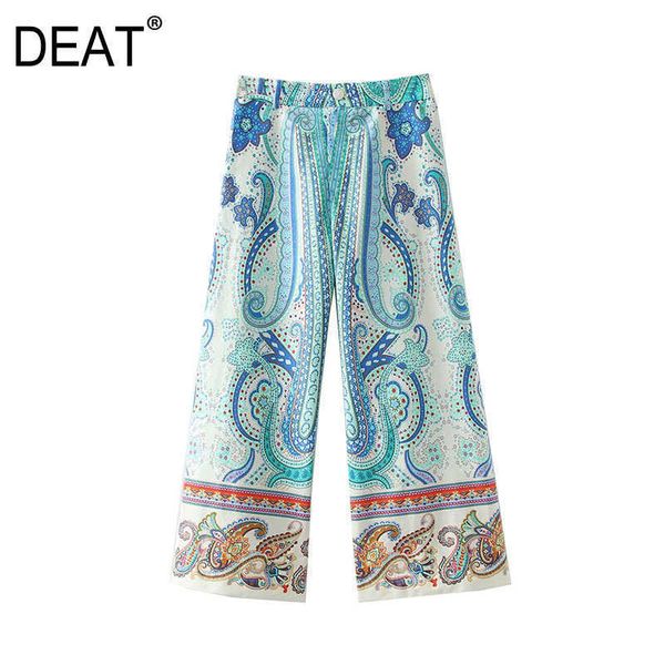 

[deat] summer fashion high waist printing temperament elegant loose women straight-leg pants 13c931 210527, Black;white
