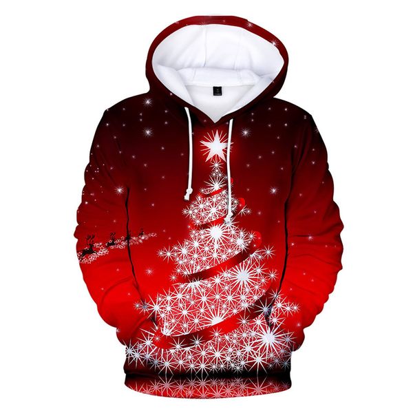 

christmas glowing christmas tree pattern men's 3d printed hoodie visual impact party punk gothic round neck sweater hoodie, Black