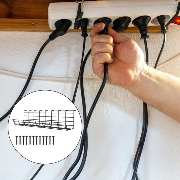 

hooks & rails 1pc under desk cable management tray iron organizer storage rack