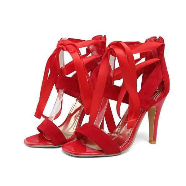 

dress shoes summer 2021 slim heel high size lace up sandals, Black