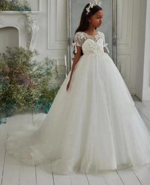 

girl's dresses ball gown handmade princess first communion dress sheer neck kid pageant flower girl, Red;yellow