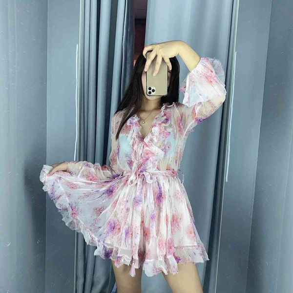 

dresses autumn long sleeve v-neck tassel ruffled women playsuit, Black;gray