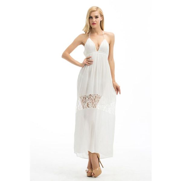 

casual dresses 2021 women white lace party summer beach backless maxi long hobo dress, Black;gray