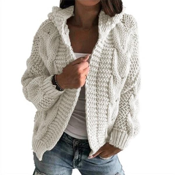 

women's knits & tees women knit cardigan casual hooded long sleeve sweater lightweight loose autumn sweaters vintage coat outwear suete, White
