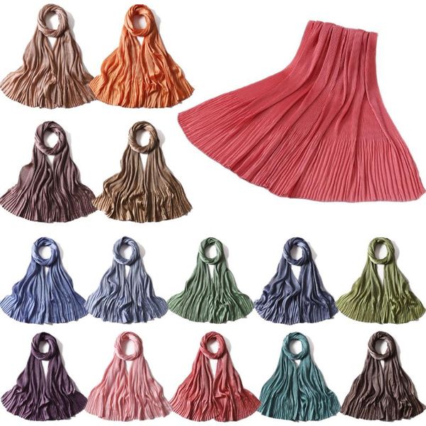 

ethnic clothing fashion jersey hijab scarf pleated chiffon scarves plain shawl crinkle wrinkle women muslim wrap headband headscarf 175*70cm, Red