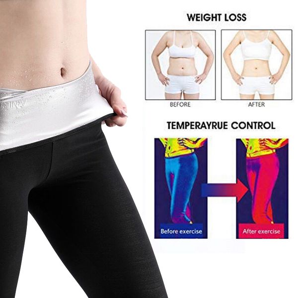 

women's leggings high waist women sauna yoga sweatpants slimming body shapers sport leggings fitness stretch lose weight trainer tights, Black