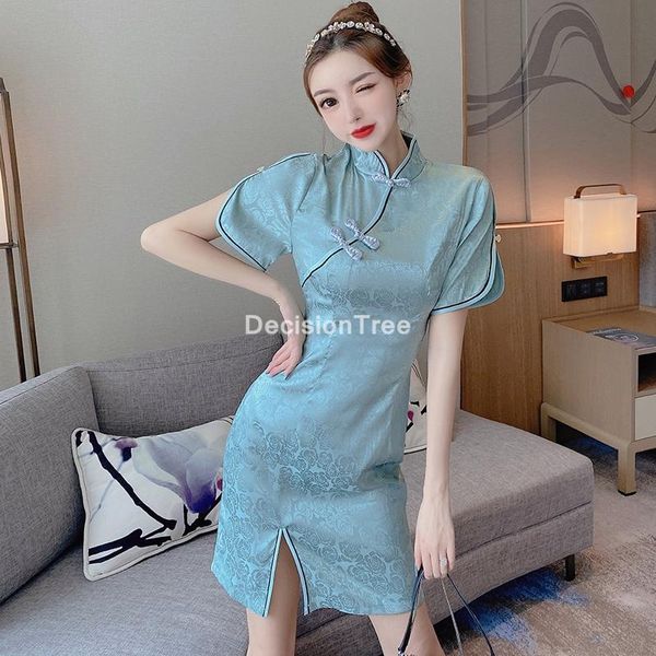 

chinese dress cheongsam qipao hollow out perspective satin nightclub elegant party ethnic clothing, Red