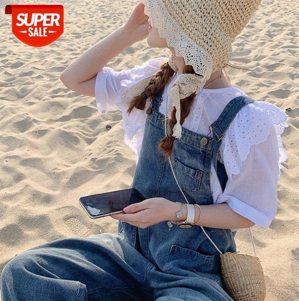 

net red wooden ear white shirt female korean style loose western all-match design jeans suit #8o99, Black;gray