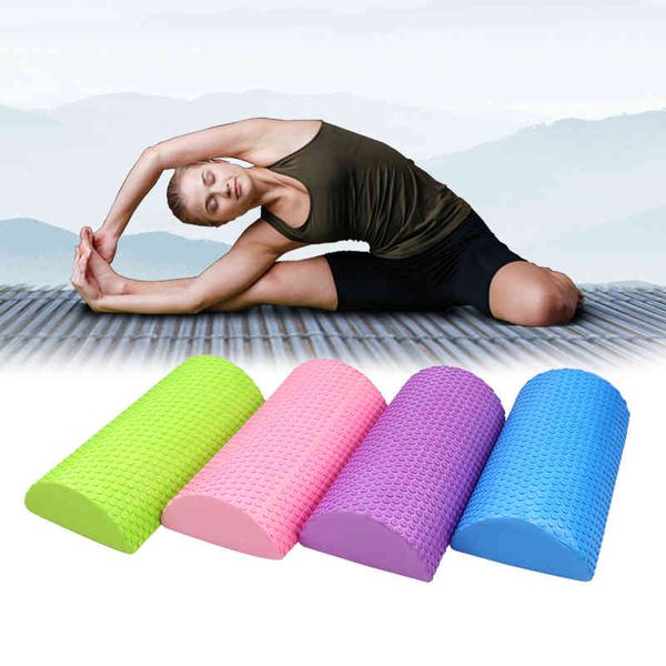 Blocos de ioga 30/45 / 60 cm metade redonda eva massagem rolo de espuma de espuma de pilates almofada de equilíbrio de equipamentos de fitness com ponto flutuante travesseiro terapia de restauração muscular de alta densidade
