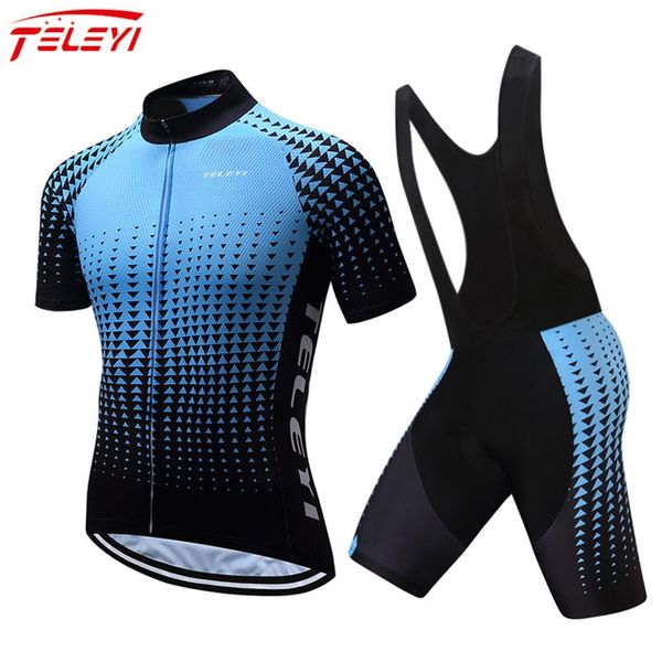 

racing sets 2021 teleyi men summer cycling jersey breathable mtb bicycle clothing mountain bike wear ciclismo, Black;blue