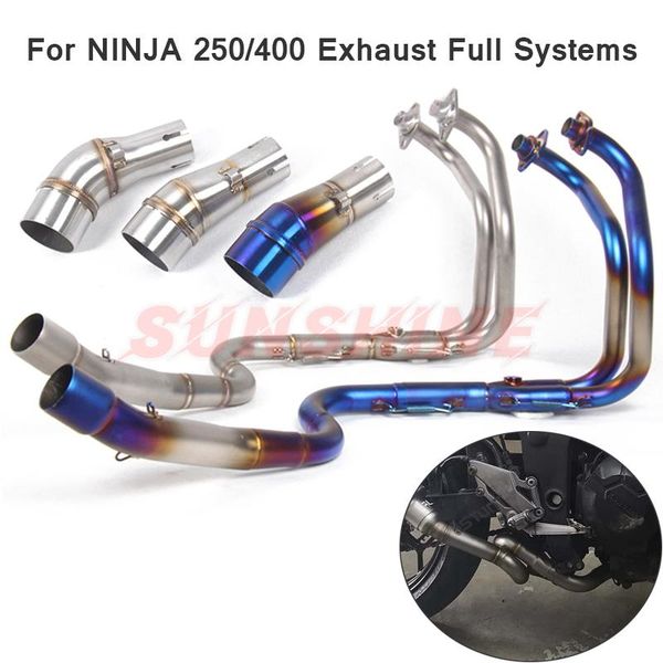 

motorcycle exhaust system for ninja 250 300 z400 z250 slip on full systems front middle pipe modified connect link z250sl
