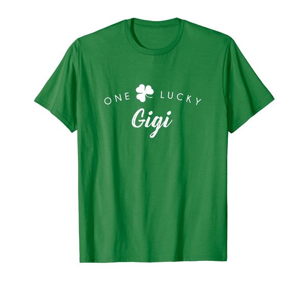 

one lucky gigi shirt, cute st. patrick's day shamrock gift, White;black