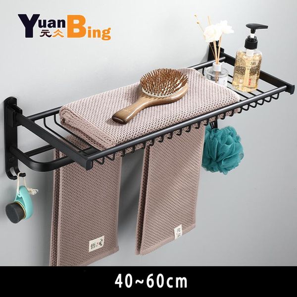 

towel racks bathroom rack foldable rail punch space aluminumblack bath holder folding shelves