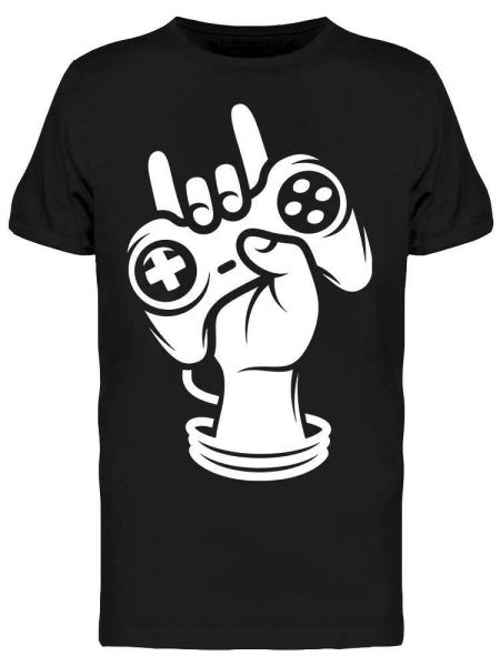 

game n roll hand gesture sketch tee men's -image by shutterstock, White;black