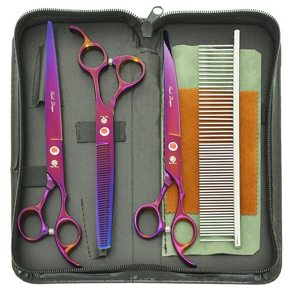 

hair scissors purple dragon 8.0" professional pets for dog grooming jp440c animal cutting shears thinning tijeras curved shear b0045b