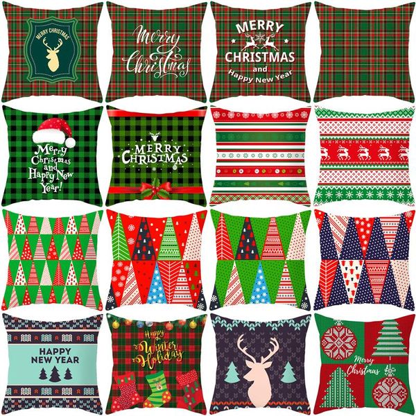 

cushion/decorative pillow 2021 green christmas plaid knitted pattern series peach skin pillowcase custom square sofa