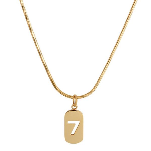 

pendant necklaces lucky number designer jewelry necklace for women chain aesthetic letter statement titanium stainless steel, Silver
