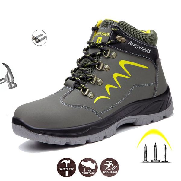 

boots men's safety shoes high-anti-smashing anti-puncture lightweight wear-resistant waterproof welding breathable work, Black